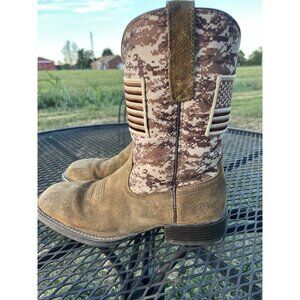 Sz 8D  Ariat Men's Sport Patriot Mocha Suede & Sand Camo American Flag SEE ALL